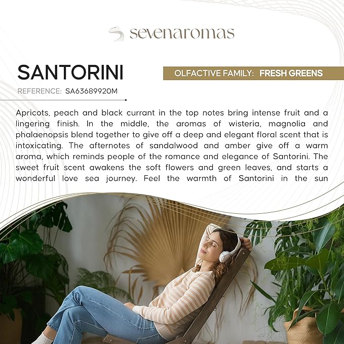 SevenAromas Hotel Scent Diffuser Oil, Luxury Hotel-Inspired Essential Oil for Aromatherapy & HVAC Diffusers – Premium Dropper Bottle - 45 ml 1.52 FL oz (Santorini)