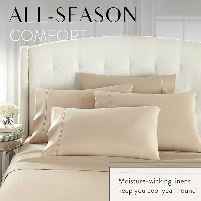 Danjor Linens Twin Bunk Bed Sheets w/ 2 Pillowcases, Lightweight Brushed Microfiber Deep Pockets, 4 Piece Fitted Bedding Sets, Taupe