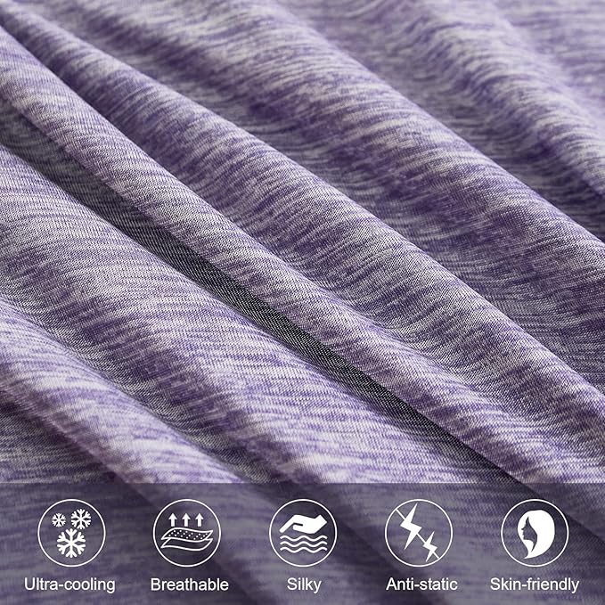 Elegear Cooling Pillow Cases for Hot Sleepers, Japanese Q-Max 0.5 Cooling Pillowcases, Both Sides(Cooling/Cotton), Breathable Soft Pillowcase for Hair and Skin, Set of 2-Purple (Standard (20" x 26"))