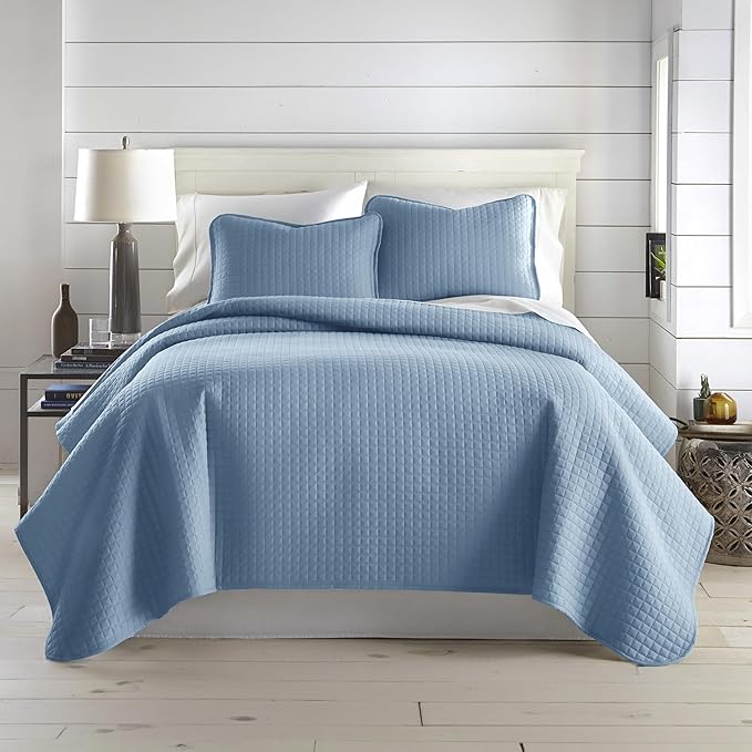 Southshore Fine Living, Inc. Summer Quilt King Size Bedding Set with 2 Pillow Shams, Lightweight Bedspreads King Size, Blue Coverlet Quilted Bedspread, Pet Hair Resistant Bedding, Coronet Blue Quilt
