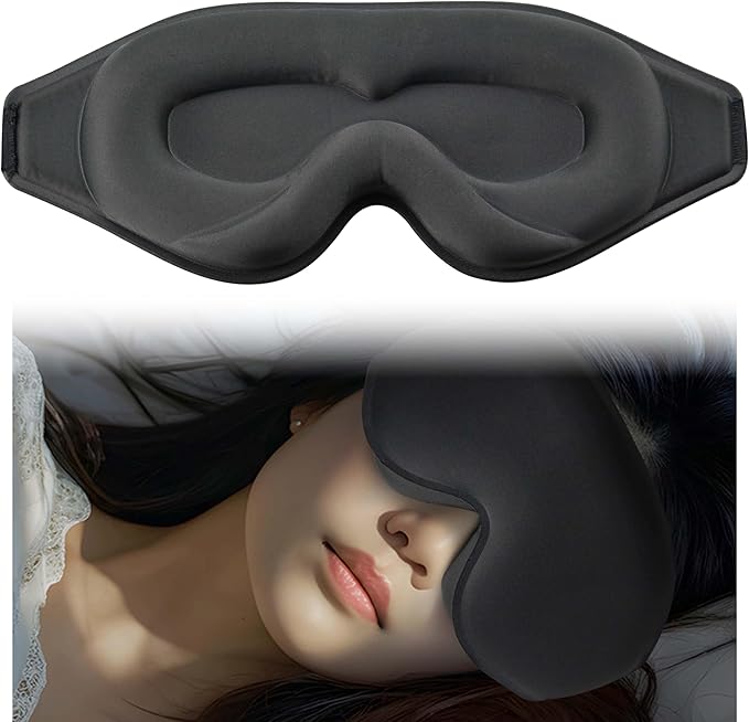 3D Light Blocking Sleep Eye Mask, No Pressure Eye Mask, Ultra Soft Eye Cover, Deep Sleep Mask, Night Blindfold, Home Office Nap Eye Mask