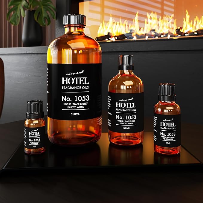 AirScent Black Orchid Hotel Diffuser Oil No. 1053 - Orchid, Black Cherry, Honeyed Wood - Premium Fragrance Oil for Ultrasonic and Waterless Diffusers and Crafting - 10 mL, 0.34 fl oz Glass Bottle