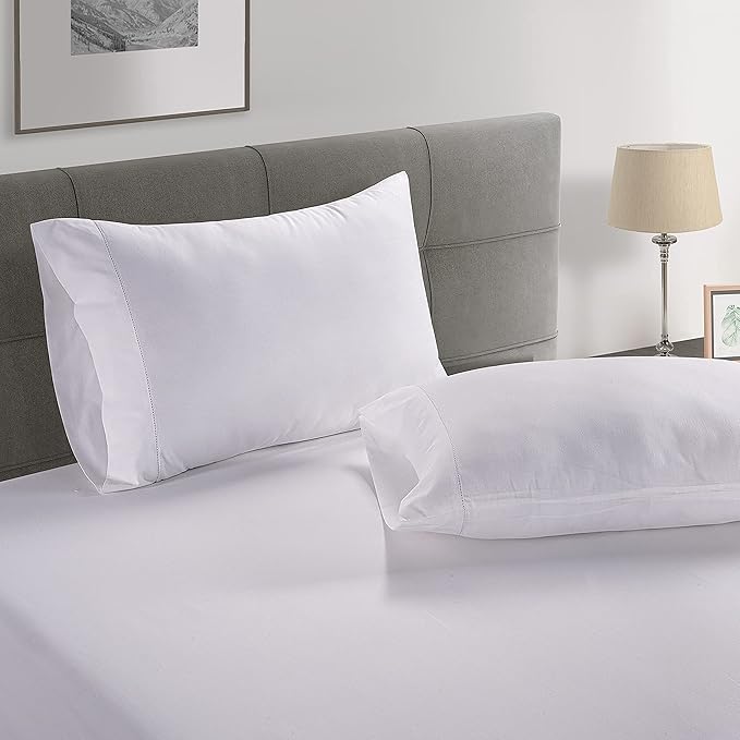 LANE LINEN King Size Pillow Case Set of 2 100% Egyptian Cotton Cases Sateen White Cooling Cover - Perfect for Home Hotels & Hospital Use