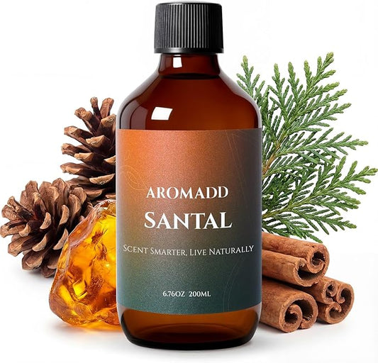 Aromadd Aromadd Santal Diffuser Oil Inspired by Luxury Hotel Scent, Essential Oils for Waterless Diffuser, Warm Sandalwood & Amber Aroma, Long-Lasting & Natural Home Fragrance - 6.76 fl oz (200 mL)