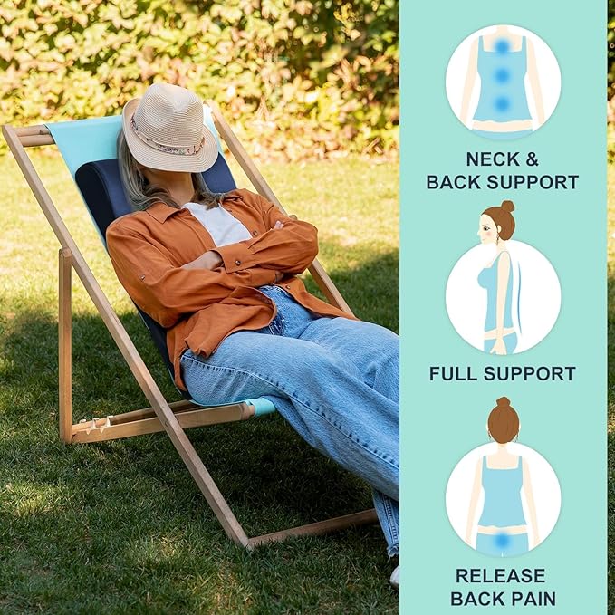 2-in-1 Neck Pillow Lumbar Support Pillow for Recliner Couch& Glider Chair - High Resilient Foam Ergonomic Back Support for High-Back Rocking Chairs, Glider Rocker Replacement Cushions Navy L