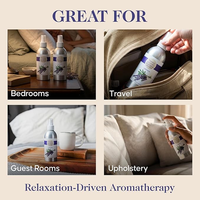 Victoria's Lavender Linen Spray - Aromatherapy Pillow Mist & Linen Spray for Bedding, Soothing Lavender Essential Oil Pure Blend for Bed & Pillows, Relaxing, Handmade in the USA - 3 Pack, 8 oz