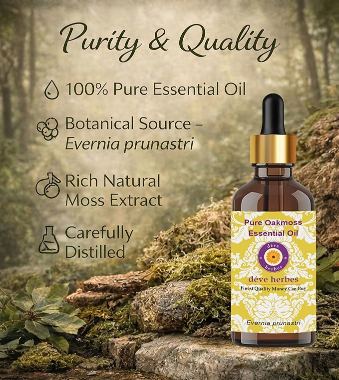 Deve Herbes Pure Oakmoss Essential Oil (Evernia prunastri) Steam Distilled 30ml (1 oz)