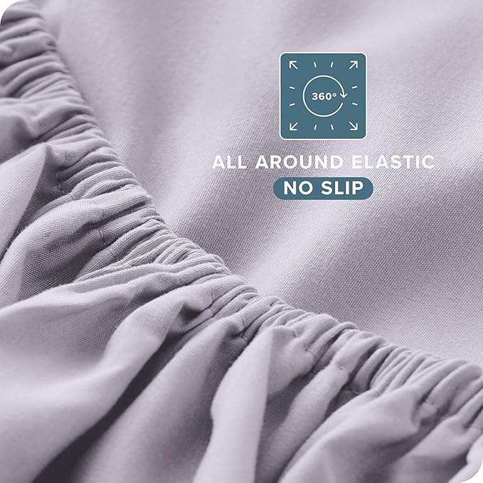 Bare Home Queen Sheet Set - 1800 Ultra-Soft Microfiber Queen Bed Sheets - Double Brushed - Deep Pockets - Easy Fit - 4 Piece Set - Bedding Sheets & Pillowcases (Queen, Light Lavender)