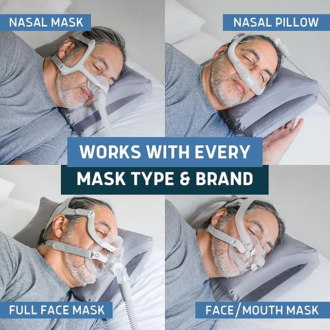 Lunderg Travel-Size Parkin CPAP Pillow for Side & Back Sleepers - Down Alternative with Adjustable Filling, 100% Cotton Case & Travel Bag Included - Reduce Mask Leaks & Pressure - Works with All Masks