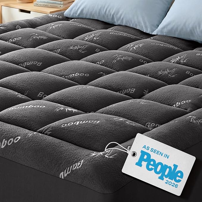 Niagara Sleep Solution Ultra Soft California King Size Mattress Topper - Viscose Made from Bamboo Pillow Top Mattress Pad for Back Pain Relief - Naturally Cooling for Hot Sleepers, Dark Gray