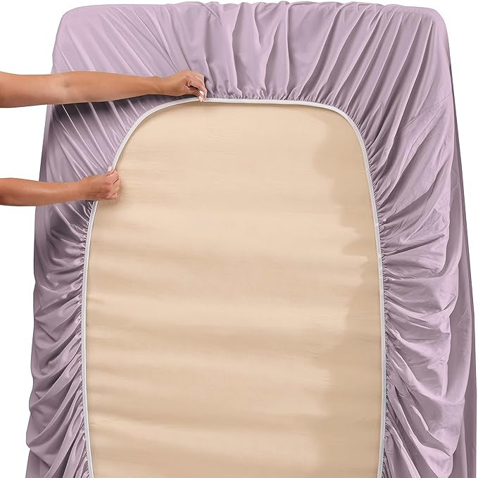 Nestl Full Size Sheet Set, 4 Piece Extra Deep Pocket (18-24 inches), Microfiber, Hotel Luxury, Soft, Breathable, Wrinkle-Free, Easy to Care, Dusty Purple