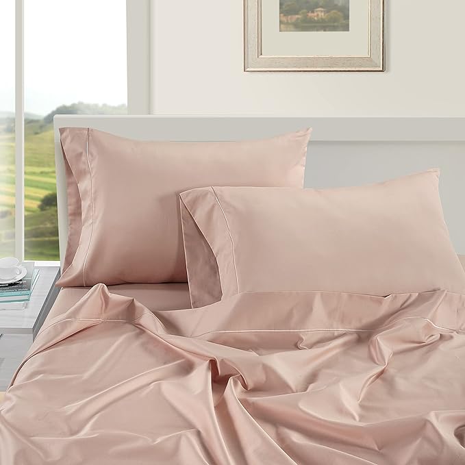 LANE LINEN Pillows Queen Size Set of 2 Soft 100% Egyptian Cotton Cool & Smooth Pillow Cases - Sepia Rose