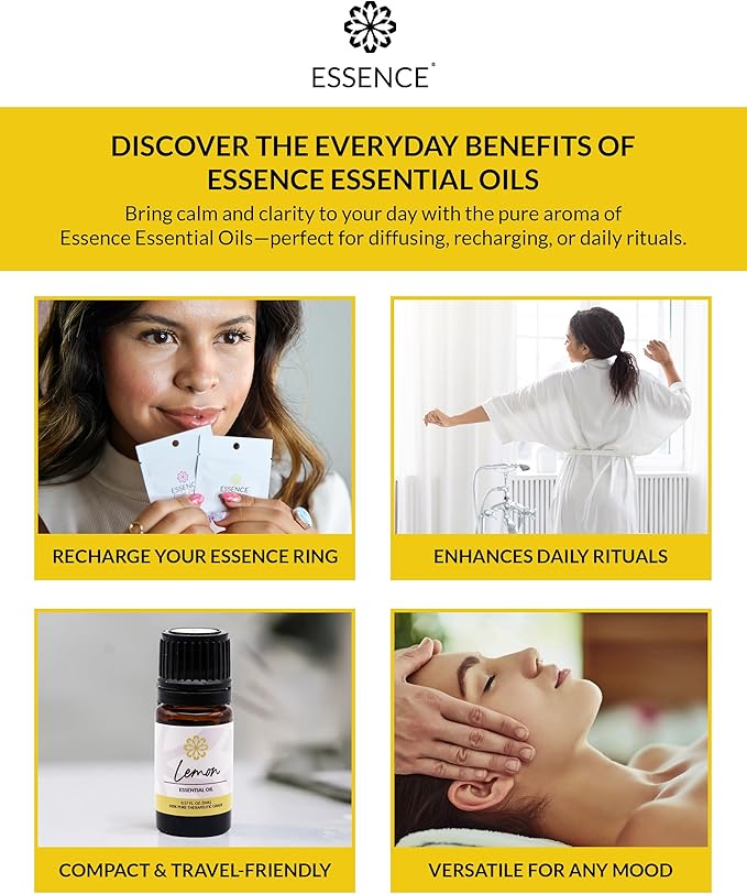 Essence Lemon Essential Oil, 5 ml | Aromatherapy Oil for Diffusers & Personal Use | Natural Fragrance for Relaxation, Clarity & Wellness | Made in USA | Citrusy & Uplifting Scent