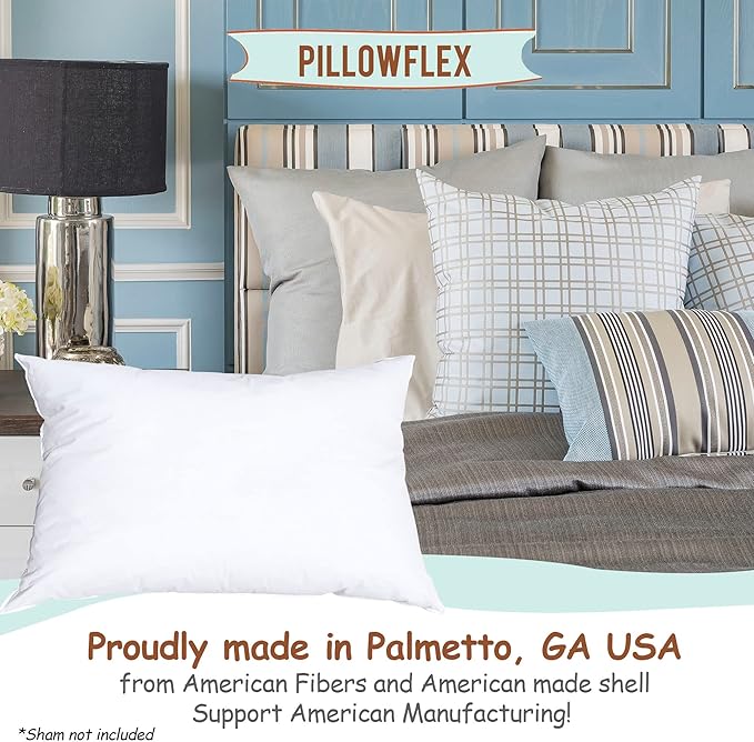 Pillowflex Synthetic Down Pillow Insert - 14x22 Down Alternative Pillow, Ultra Soft, Small Rectangle, Lumbar, Travel, Neck, Sleeping Pillow - 1 Decorative Pillow Form