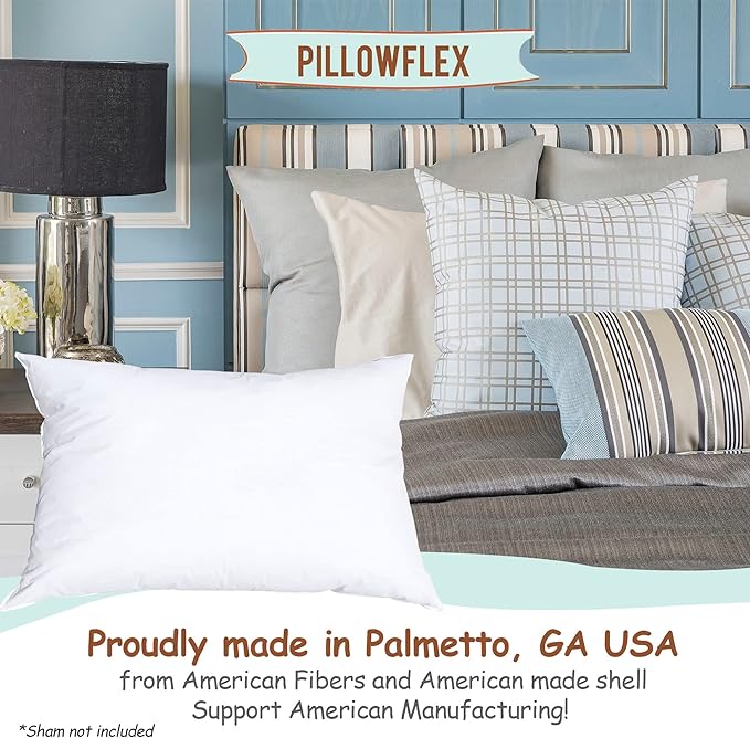 Pillowflex Synthetic Down Pillow Insert - 12x26 Down Alternative Pillow, Ultra Soft, Large Rectangle, Lumbar, Travel, Neck, Sleeping Pillow - 1 Decorative Pillow Form