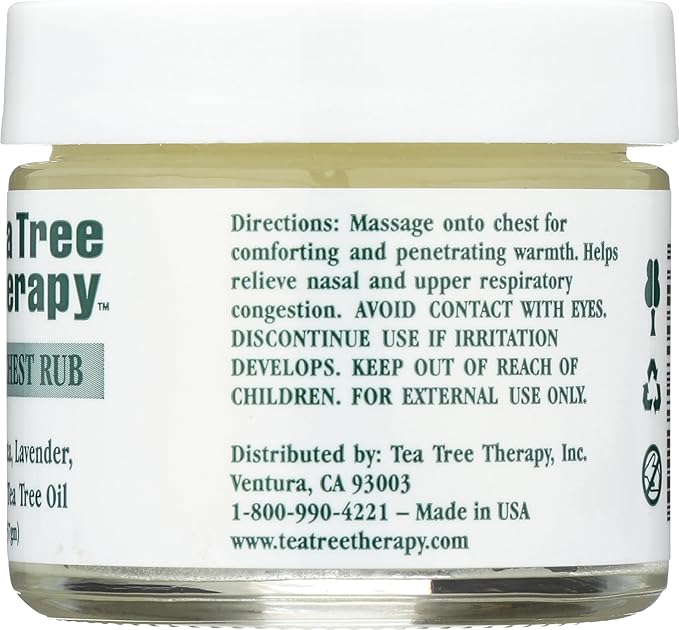 Tea Tree Therapy Eucalyptus Australian Chest Oil, Lavender Peppermint and Tea Tree, 2 Ounce,80050