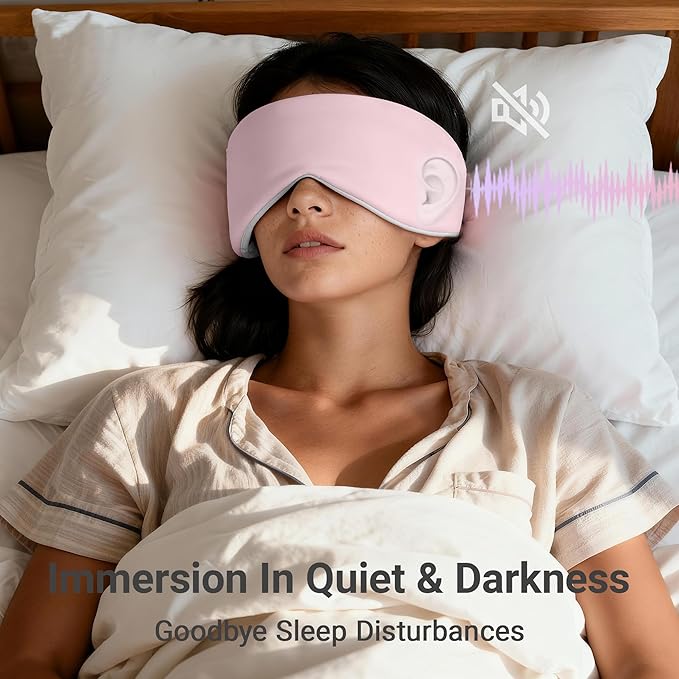 Soft Reversible Cotton Eye Mask for Sleep, Ballet Pink Adjustable and Breathable Design, Lightweight Full-Cover Blindfold for Travel & Nap, Holiday Gift Set for Women Men Adults Couples