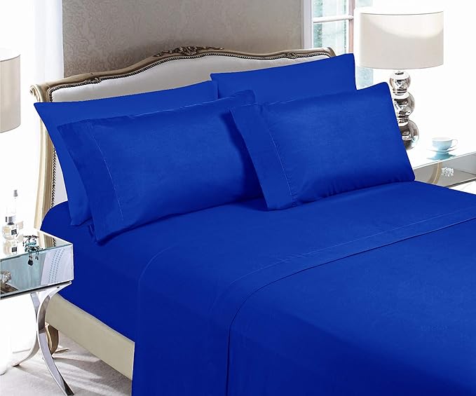 Elegant Comfort Luxury Soft Bed Sheets 1500 Premium Hotel Quality Microfiber Softness Wrinkle and Fade Resistant (6-Piece) Bedding Set, California King, Duke Blue