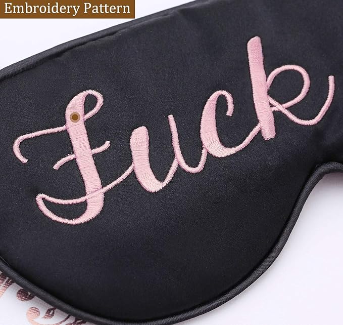 Coucoland 100% Mulberry Silk Funny Sleeping Eye Mask Cover Blindfold for Sleep Adjustable Head Straps with Two Ear Plugs