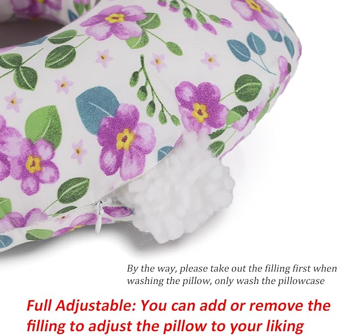 Ear Piercing Pillow for Side Sleepers, Pillow with an Ear Hole for CNH and Ear Pain Ear Inflammation Pressure Sores, O-Shaped Side Sleeping Pillow, Ear Guard Pillow (Purple Flowers)