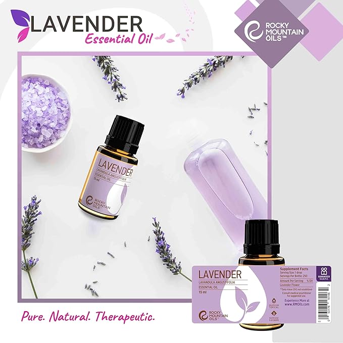 Rocky Mountain Oils Organic Lavender Essential Oil - Aromatherapy Essential Oils for Diffuser, Topical, and Home - 15ml