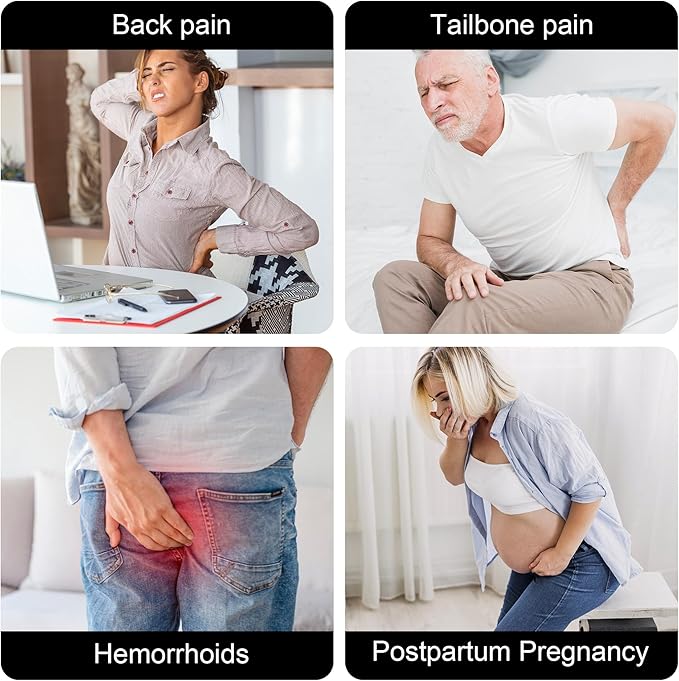 Donut Pillow Seat Cushion for Tailbone Pain Relief and Hemorrhoids, Home Office Chair Cushion for Long Sitting Work, Memory Foam Car Seat Cushions for Driving Butt Pain & Postpartum Pregnancy