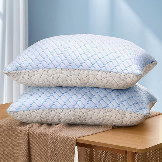 Bafode Memory Foam Pillows Queen Size Set of 2 Soft Cooling Bed Pillow 2 Pack Shredded Memory Foam Pillow for Sleeping 20x30