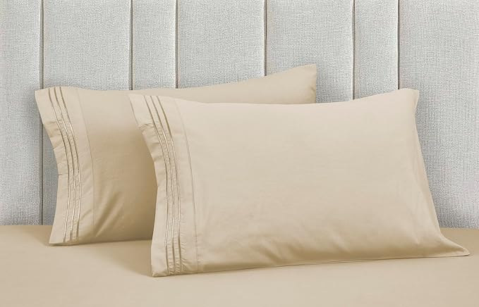 Mocassi Luxury Twin XL 4-Piece Sheet Set - 1800 Premium Hotel Quality - Easy-Fit, Wrinkle, Fade Resistant Bed Sheets and Pillowcases - All Around Elastic Fitted Sheet, Deep Pocket, Cream