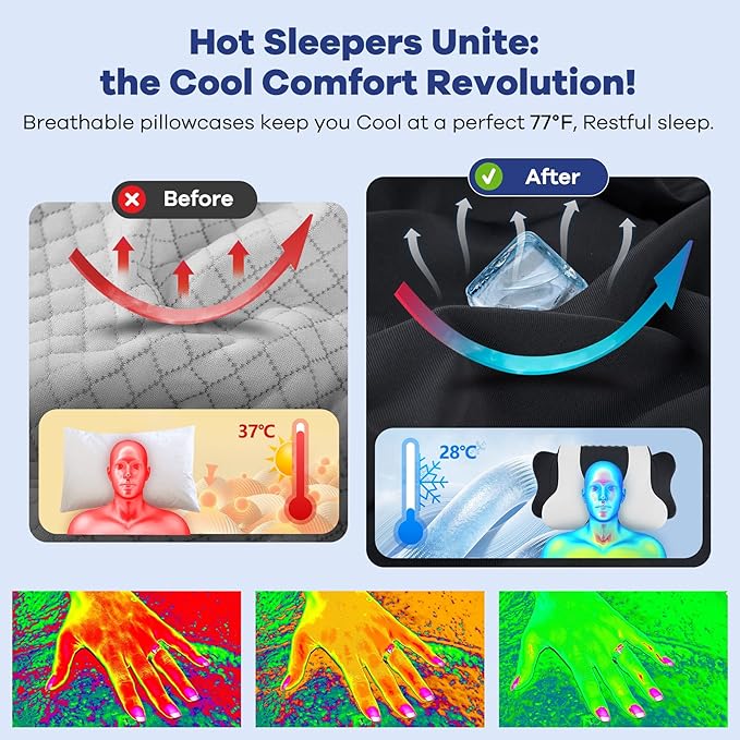 Cervical Neck Pillow for Pain Relief,Cervical Pillow with Memory Foam Ergonomic Pillows with Dual Heights for Back, Stomach and Side Sleepers Kids' Floor Pillows Cushions (Black, Standard 26"×15")