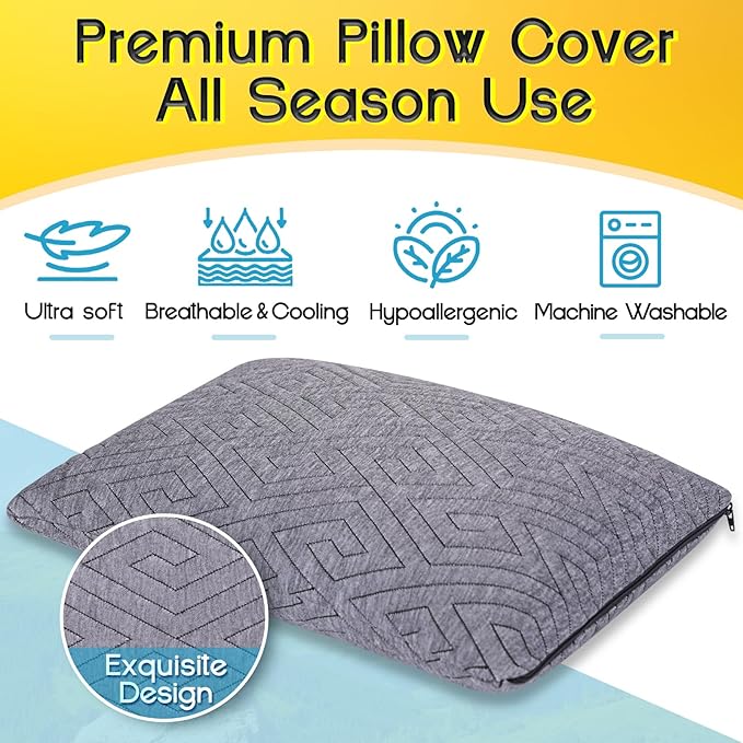 1 MIDDLE ONE Travel Pillow for Sleeping Camping, Memory Foam Small Pillow with Breathable Cover for Backpacking, Airplane, Car (17.5 x 12 Inch)