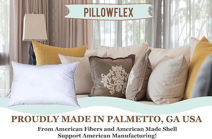 Pillowflex Set of 2 Synthetic Down Alternative Pillow Inserts for Shams, Soft & Plush Pillow Inserts, Faux Down Alternative Pillows or Micro Denier, Cotton Blended Shell Fabric - (12 Inch by 16 Inch)