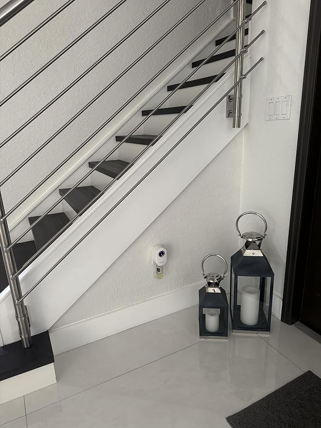 S910 Smart Scent Diffuser - Modern Design, Shiny Acrylic Material, LED Light, Cold Air Diffusion, Bluetooth App Controlled, Touch Screen (White with Rose Gold Ring)