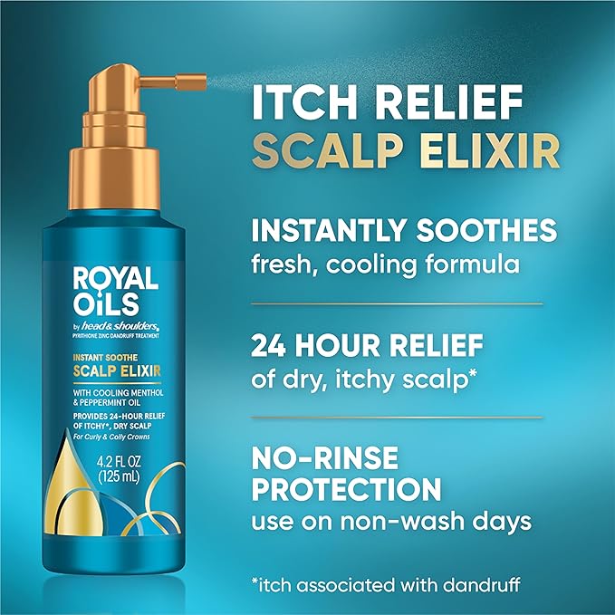 Head & Shoulders Royal Oils Scalp Elixir Treatment, Formulated with Cooling Menthol and Peppermint Oil for Instant Scalp Soothe and Hydration, 4.2 fl oz (Pack of 12)