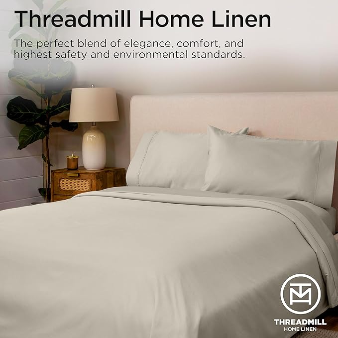 Threadmill Luxury King Size Pillow Cases 2 Piece Set| 800 Thread Count Sateen Weave | 100% Cotton Pillow Covers | Extra Long Staple Cotton | Comfortable Taupe Pillow Protectors