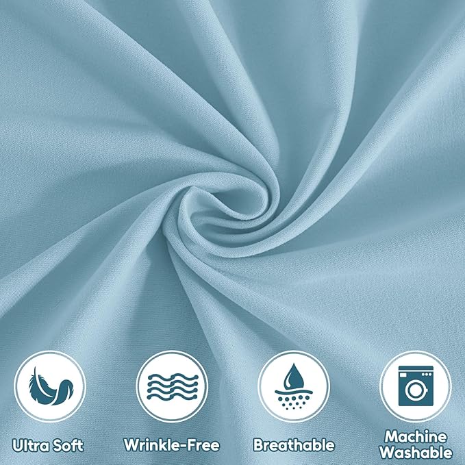 Queen Sheet Set, 4 Pieces Hotel Luxury Soft Microfiber Queen Bed Sheets Set, Up to 16" Deep Pockets, Oeko-Tex Sheets with Elastic, Breathable, Wrinkle Free (Sky Blue, Queen)