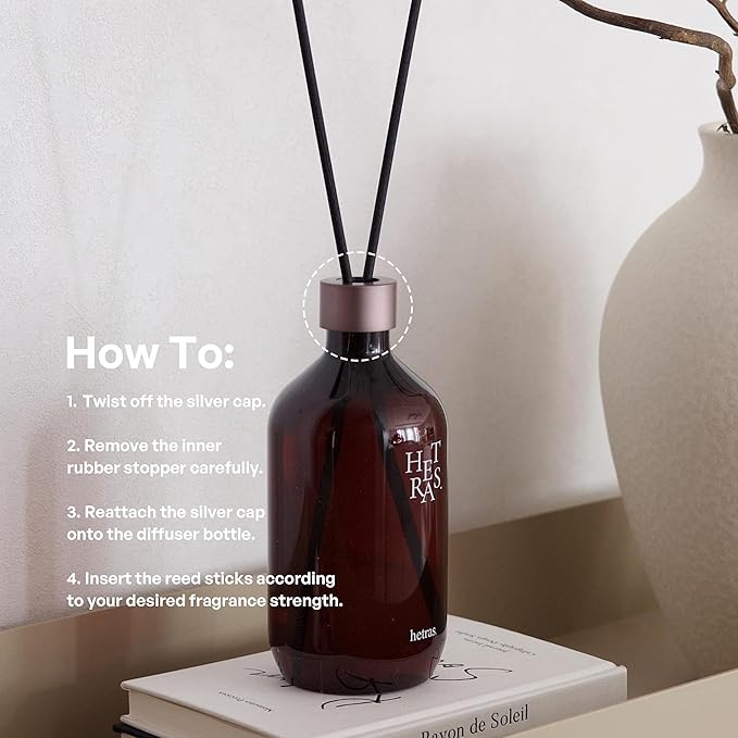 hetras. Premium Reed Diffuser (16.9 fl.oz / 500ml) 1Pack | Grapefruit Scent | Long-Lasting Luxury Fragrance with Reed Sticks for Home & Office | Gifts for Loved One