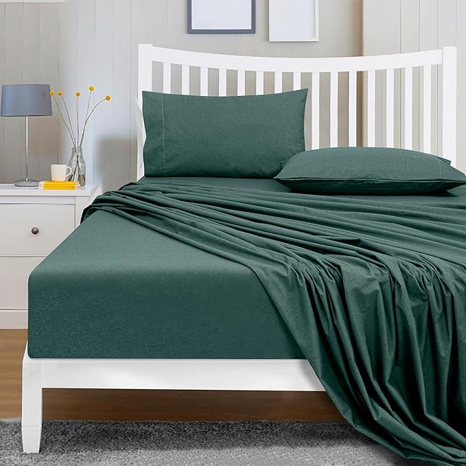 ROYALE LINENS 300 Thread Count 100% Long Staple Combed Cotton Textured Sheet Set - 3 Piece Twin Bed Sheets - 1 Fitted, 1 Flat & Pillow case -Soft Cool & Crisp Sheet Set (Twin, Textured Green)