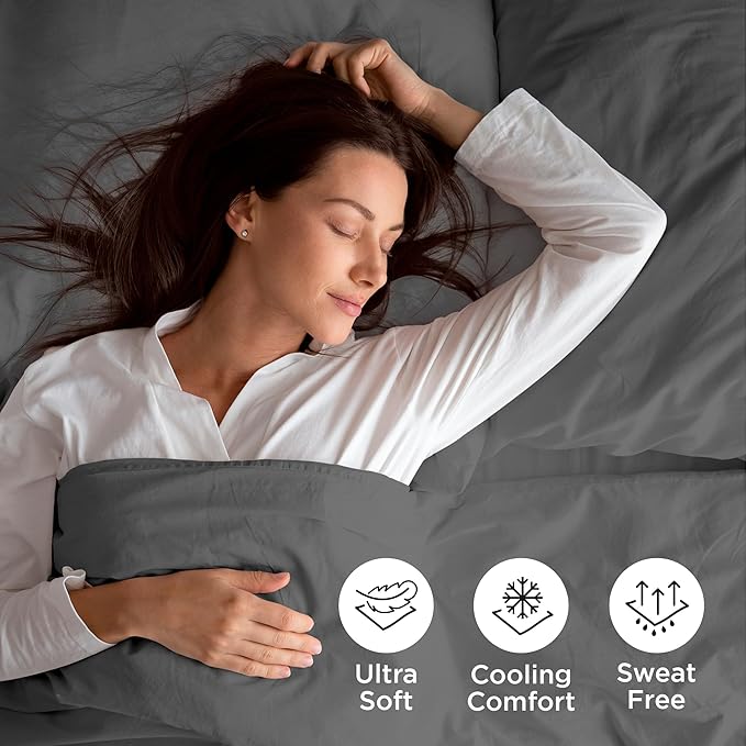 ROYALE LINENS 4 Piece King Sheets Set - Soft Brushed 1800 Microfiber Bedding - 1 Fitted and 1 Flat Sheet, 2 Pillow Cases - Wrinkle Free & Fade Resistant - Hotel Luxury Bed Sheets Set (Grey, King)