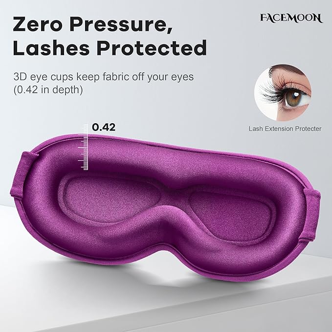 Weighted Eye Mask for Sleeping 2 Pack: Gentle Pressure Blackout Sleep Mask with 3D Contoured Cups, Zero Eye Pressure Sleep Mask for Lash Extensions, Memory Foam Travel Mask, Black Pink