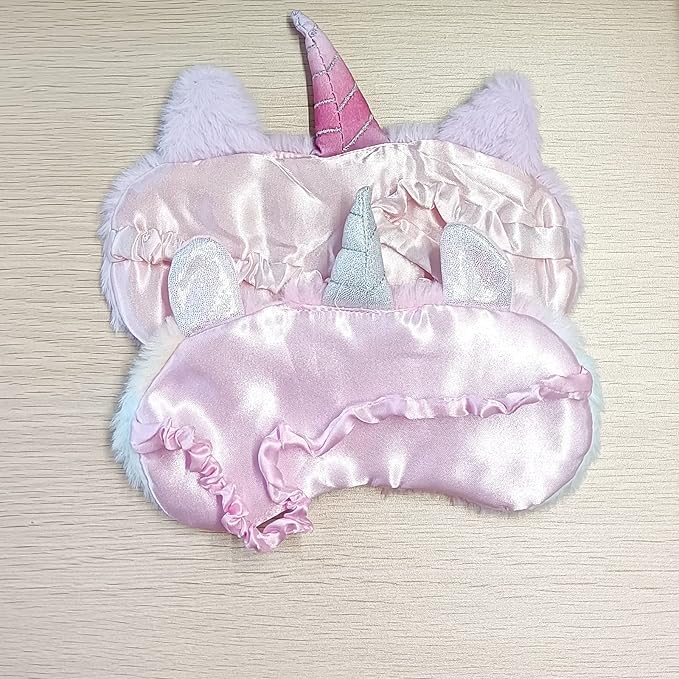 Cute Animal Sleeping Sleep Mask Soft Plush Blindfold Cute Rabbit Panda Koala Eye Cover Eyeshade for Kids Teens Girls Women (Unicorn Purple)