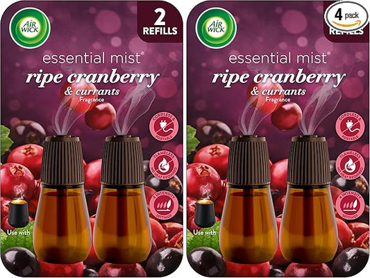 Air Wick Essential Mist – Twin Refill Ripe Cranberry & Currants,2 Refills,(Pack of 2)