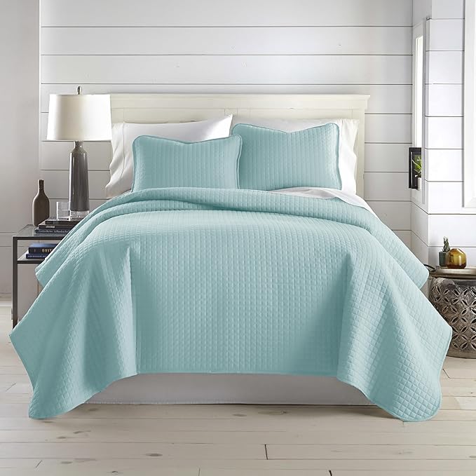 Southshore Fine Living, Inc. Bed Quilts Queen Size with 2 Pillow Shams, Full Bedding Set, Pet Hair Resistant Bedding, Quilt Coverlet Bedspreads Queen Size, Full Bedspread with 2 Pillow Shams, Sky Blue
