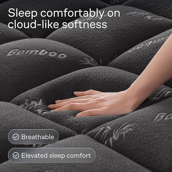 Niagara Sleep Solution Ultra Soft California King Size Mattress Topper - Viscose Made from Bamboo Pillow Top Mattress Pad for Back Pain Relief - Naturally Cooling for Hot Sleepers, Dark Gray