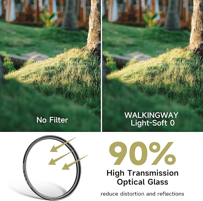 Walking Way 52MM Soft Focus Filter White Pro Mist Diffusion Filter Ultra Light Dreamy Fog Effect Circular Lens Filter Softening Diffuser for Video/Vlog/Portrait Photography
