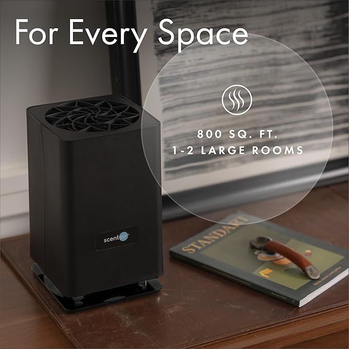 ScentAir Whisper Essential | Black Diffuser Machine, Scents up to 800 Sq. Ft Room, Compatible with Alexa & Google, WiFi & Bluetooth Enabled - ScentAir Cartridge Golden Bamboo