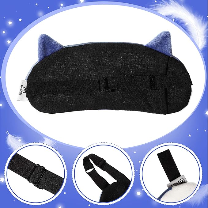4 Pieces Kids Sleeping Mask Cat Dog Funny Animal Sleep Eye Mask Blindfold for Adults with Adjustable Strap Soft Cute Eyeshade Cover for Blocking Out Lights Sweet Sleep Travel Relax, Nap, Meditation