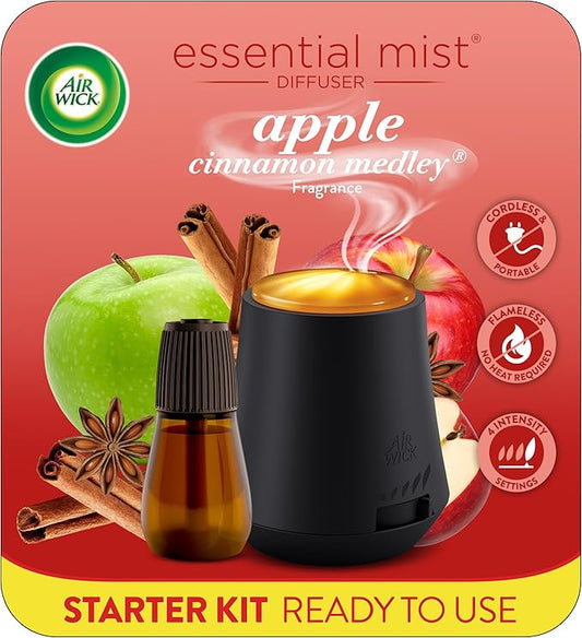 Air Wick Essential Mist Starter Kit (Diffuser + Refill), Apple Cinnamon, Fall scent, Fall spray, Essential Oils Diffuser, Air Freshener