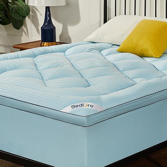 BEDLORE California King Mattress Topper, Thick Pillow Top Pad for Back Pain Relief, Soft Mattress Cover with Deep Pockets 6-18 inch