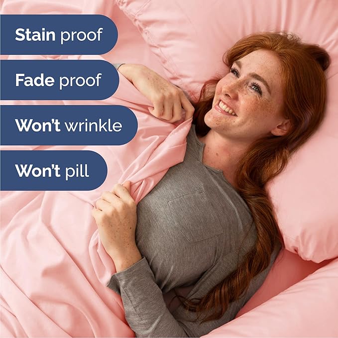Cal King 6 Piece Sheet Set - Comfy, Breathable & Cooling - Soft Hotel Luxury Bedding for Women, Men, Kids, Teens and Children - 1 Flat & 1 Fitted Sheet & 4 Pillowcases with Deep Pockets - Baby Pink