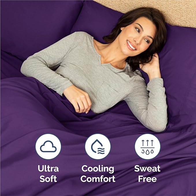 King 6 Piece Sheet Set - Comfy, Breathable & Cooling - Hotel Luxury Bedding for Women, Men, Kids, Teens and Children - 1 Flat & 1 Fitted Sheet & 4 Pillowcases w/ Deep Pockets - Wrinkle Free - Purple